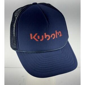 Vtg 90s KUBOTA Navy Blue Nissin ~ Trucker Rope Foam Mesh Hat Snapback Cap